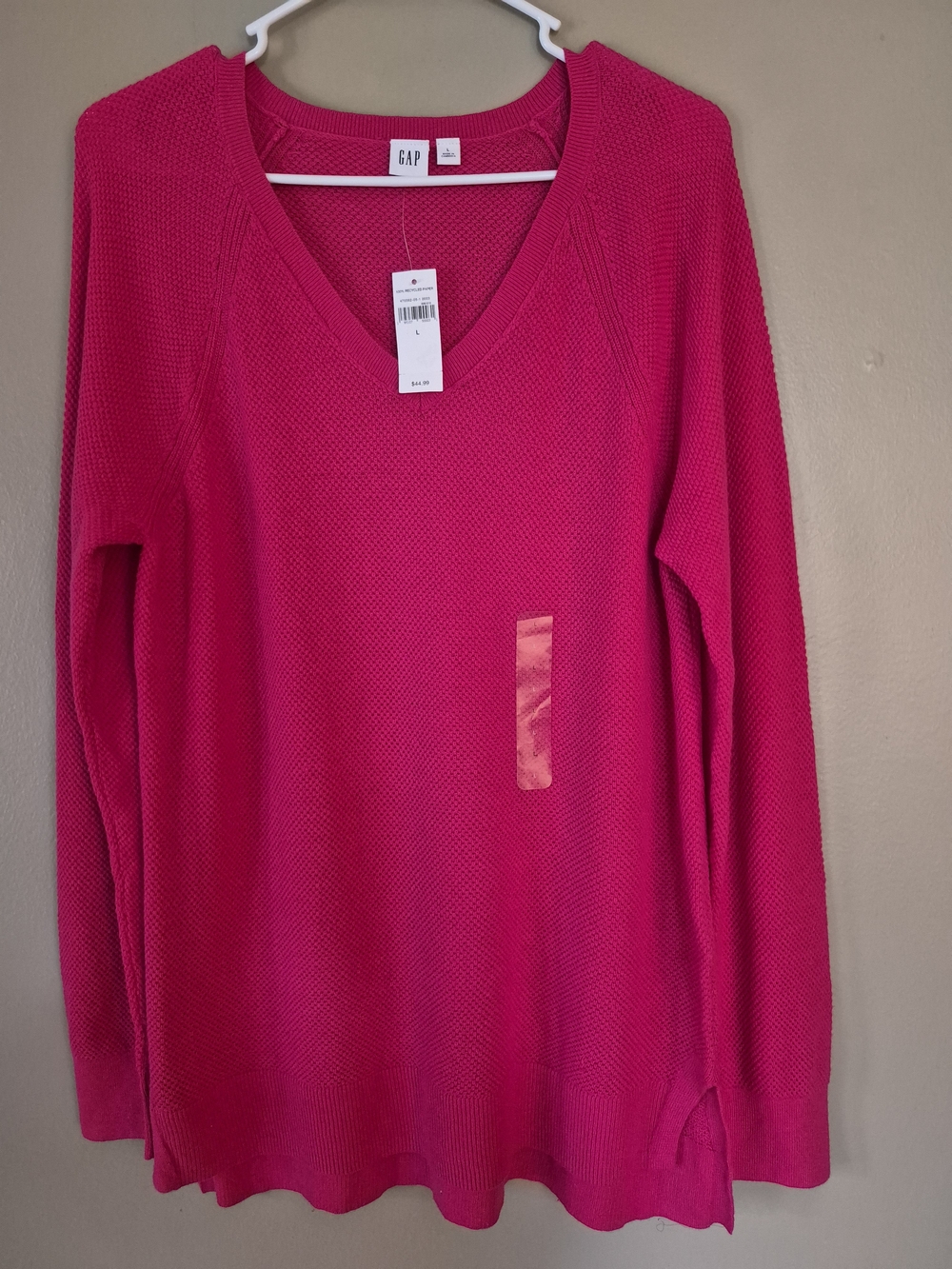 Gap V-Neck Pullover Sweater Women's Cotton Pink Size Large